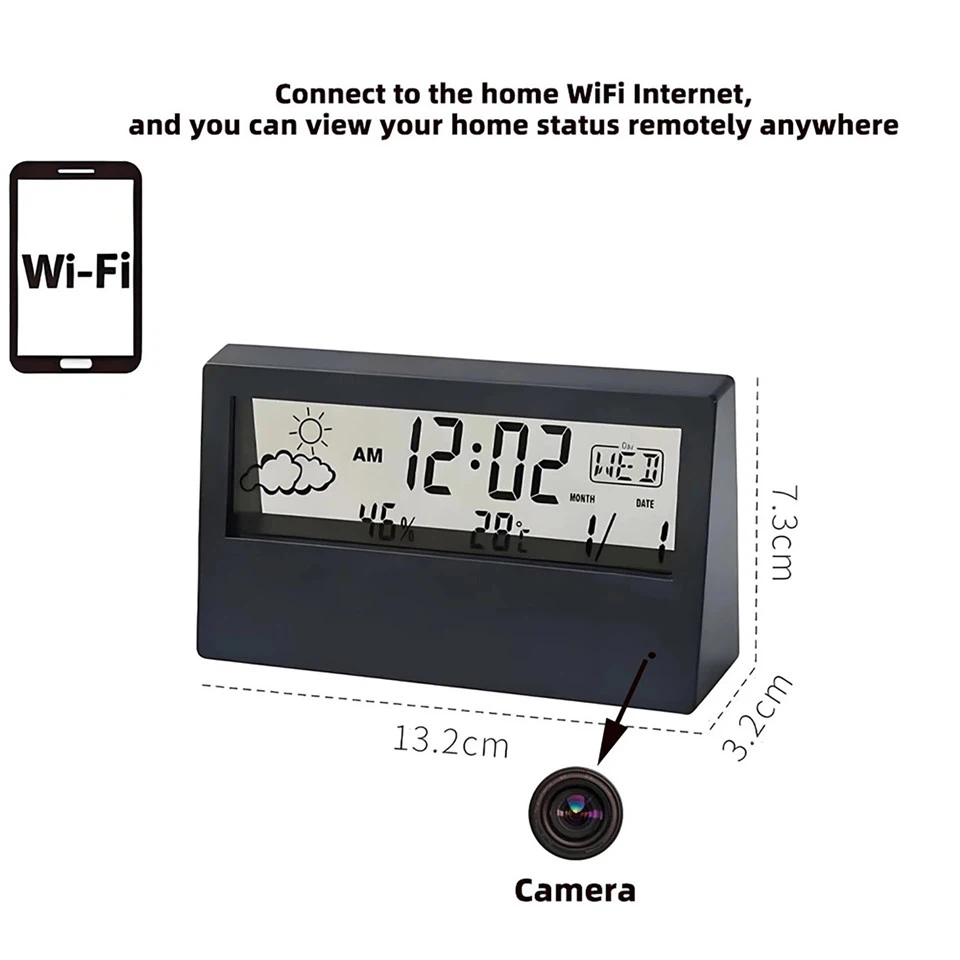 LCD Display Alarm Clock WiFi Camera Z11 – 4K Security Camera With Night Light, Temperature & Humidity Detection suppliers